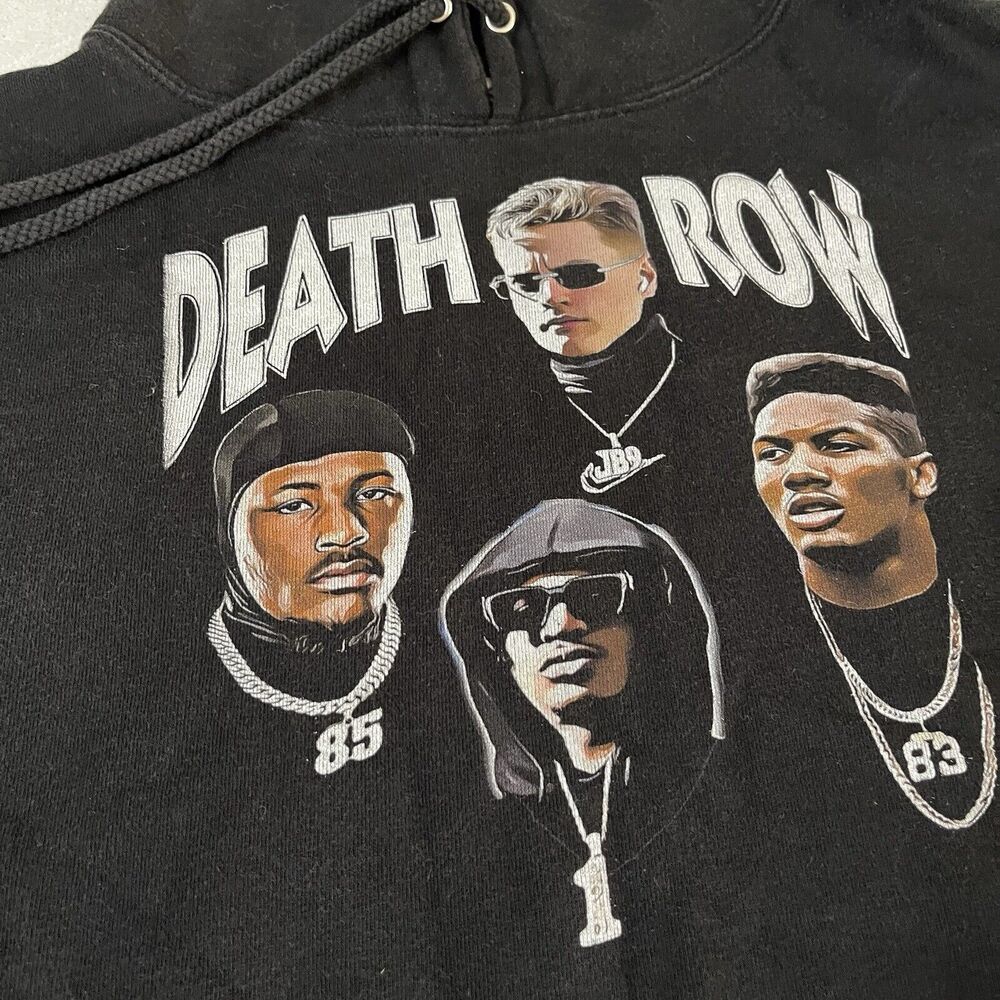 DEATH ROW Hoodie XL Mens Black Gold Rap HipHop Sweatshirt